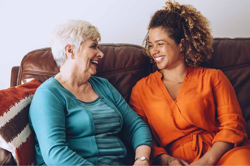 care worker and resident